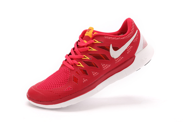 nouvelle Nike Free 5.0 plus rouges jaunes nouveaux hommes blancs chaussures de course (1)